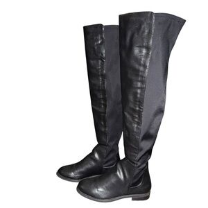 Womens Knee High Riding Boots Black Size 6.5 Low Heel Casual Fall Winter